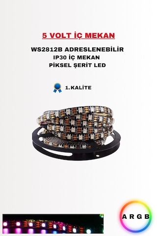 2 Metre Ws2812b Ip30 Adreslenebilir Magic Led 5 Volt 60 Chip