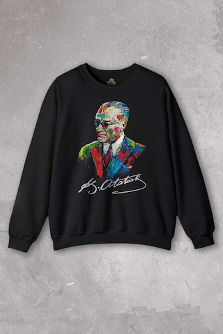 So Cool Karizma Gözlüklü Gazi Mustafa Kemal Atatürk Portresi Baskılı Sweatshirt 001