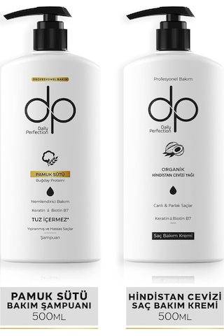 Dp Daily Perfection Şampuan Pamuk Sütü 500 ML & Saç Kremi Hindistan Cevizi 500 ML
