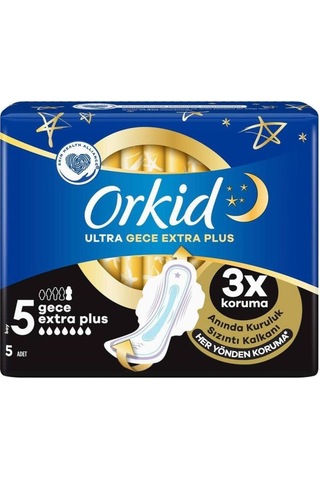 Orkid Ultra Hijyenik Ped Gece Extra Plus No: 5 5'li