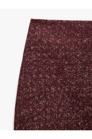 Koton A Kesim Slim Fit Parıltılı Mini Tüvit Etek Bordo 7wak70009ew