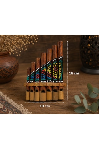 Pan Flüt Bambu El Yapımı Otantik Müzik Aleti Dekoratif Üflemeli Çalgı