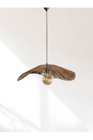 Hasır El Yapımı Bohem Asimetrik Şekilli Rustik Avize - Açık Kahverengi Açık Kahverengi