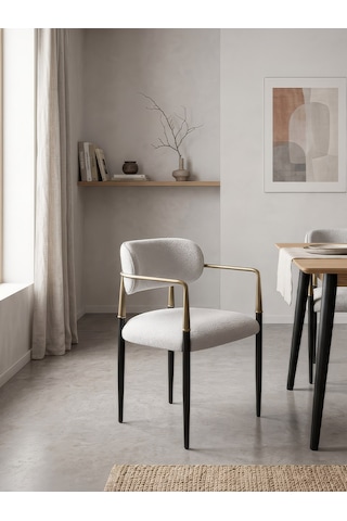Elegance Kolçaklı Metal Mutfak Sandalyesi Siyah-beyaz