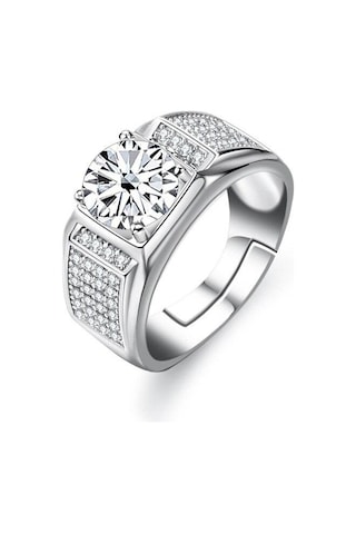 Beyaz Bague Ringen Gerçek Mozanit Yüzük Erkekler Için Gümüş 2 Karat Yuvarlak Parlak Elmas Nişan Yüzüğü Erkek Düğün Takı