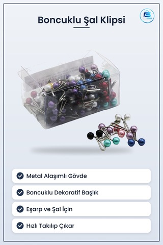Boncuklu Eşarp Şal Klipsi Metal Alaşımlı Gövde Dekoratif Boncuk B çok renkli