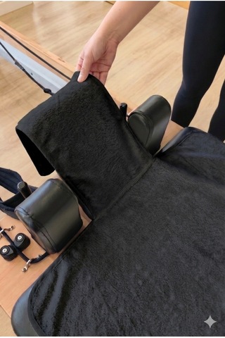 Kaymaz Silikon Tabanlı, Reformer Pilates Havlusu, Ter Emici Bambu Pilates Mat Havlu-siyah Sıyah