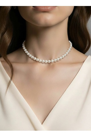 Klasik İnci Choker Kolye Beyaz 83828472