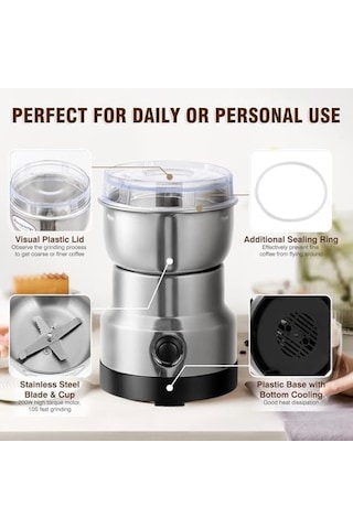 Mini Baharat Kahve Öğütücü Elektrikli Hızlı Öğütücü Çok İşlevli Parçalama Makinesi Kuru Tahıl Değirmeni Baharat Tohumları Pirinç Çekirdeği Çeşniler İçin Siyah