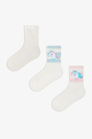 Penti Kız Çocuk Unicorn Lines 3'lü Tenis Soket Çorap