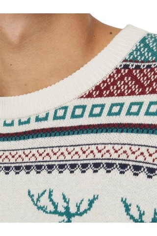 Jack & Jones Erkek Kazak 12248145 Jjxmas Snowball Knıt Bej