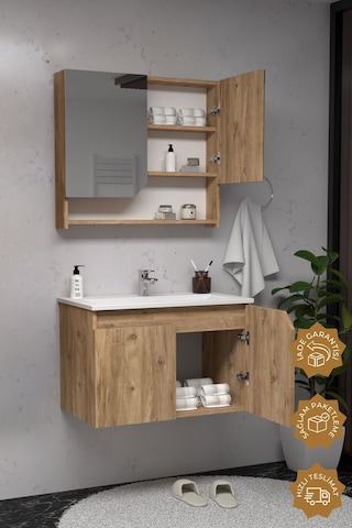 Teta Home Napoli 65 Cm Mdf Banyo Dolabı Seti Atlantik Çam Atlantik Çam