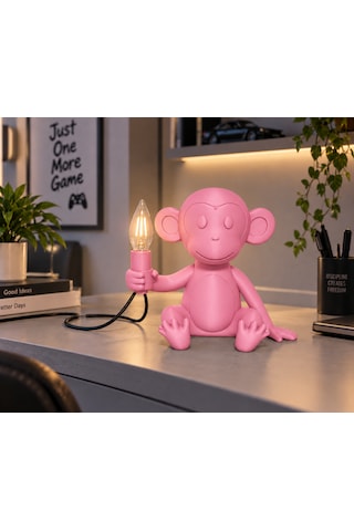 3dlab Moko 3d Baskı Maymun Figürlü Masa Lambası Pembe