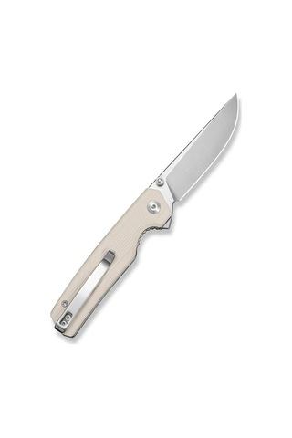 Sencut Stria Milled Ivory G10 Handle Satin Finished D2 Blade Blade Çakı Beyaz