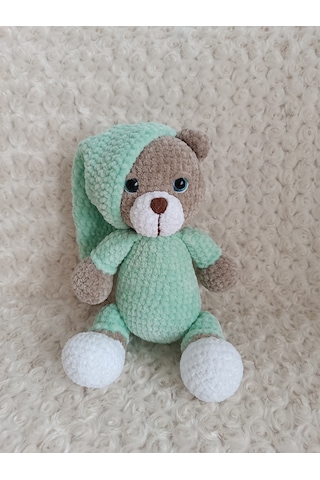 El Yapımı Amigurumi Kadife İp Uykucu Ayı \ Oyuncak\ Hediyelik 30cm