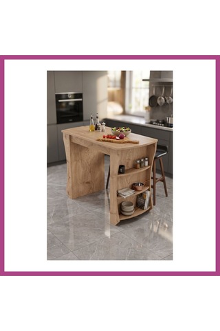 Gees Global Mutfak Masası Mutfak Adası Ada Masa Bar Masası Kahvaltı Masası Raflı Çok Amaçlı Dolap Modern Masa 120x60 Cm 9838 Sepet Gbzs Çok Renkli