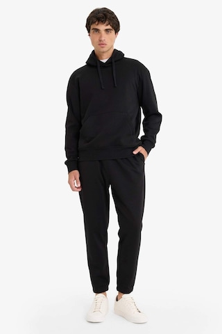 Defacto - Regular Fit Beli Bağcıklı Cepli Paçası Lastikli Şardonlu Basic Düz Jogger Eşofman Altı E6326AX25AU Siyah