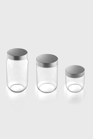 Renga Voca Metal Kapaklı 3 Boy Cam Kavanoz Seti 131080 Gümüş