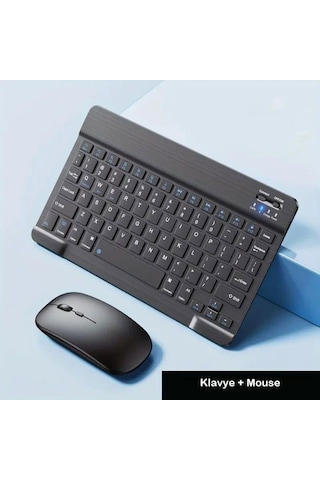 Tüm Cihazlara Uyumlu Akıllı Taşınabilir Şarj Edilebilir Kablosuz Bluetooth Klavye Ve Mouse Seti-989