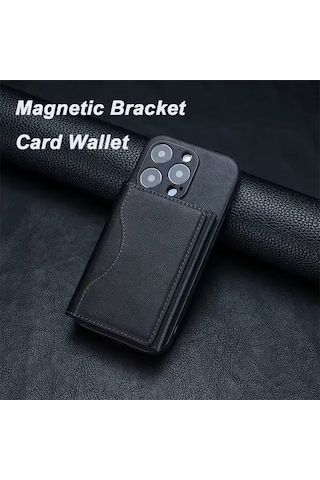 Apple Uyumlu iPhone 16 Pro Max Cüzdanlı Magsafe Kartlık Siyah