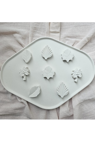 Taşlı Nişan Tepsisi Yüzüklük, Yaprak Figürlü, Lavanta Kokulu Dekoratif Sunum Tepsisi 30x23 Cm Renkli