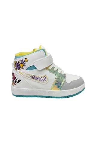 Callion 048 Deri Sneakers Kız Çocuk Spor Ayakkabı 31-35 Beyaz Buz Su Yeşili Beyaz