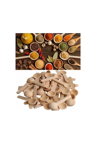 12 Adet Ahşap Baharatlık - Ölçek Kaşığı - Ahşap Kaşık 7 Cm