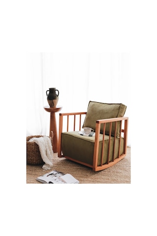 Sallanan Koltuk Fitilli Kadife Haki