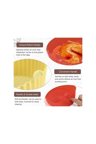 Novahub 3'lü Paket Gri Sarı Kırmızı, Çok Amaçlı Tasarruflu Kolay Temizlenebilir Silikon Fritöz Astarı Gri - Sarı - Kırmızı