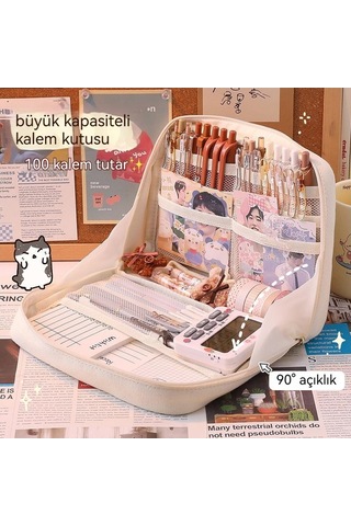 Geniş Kapasiteli Seyahat Kalem Kutusu, Okul Ve Ofis Organizer Çantası, Çok Bölmeli Kozmetik Saklama Çantası, Şık Ve Pratik Depolama Çözümü, Dayanıklı Öğrenci Malzeme Organizer Yeşil