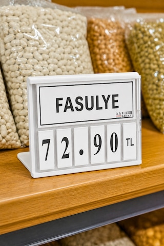 5 Adet - Fiyat Kasetlik Manav Kasap Şarküteri Etiketi Rakamlı Fiyatlık Ayaklı Küçük Boy 77x62 Mm Beyaz