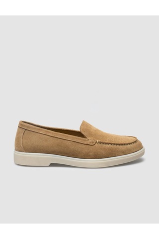 Hakiki Deri Taba Süet Kadın Loafer Taba