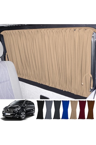 Pandami Mercedes Vito W447 5 Cam 2014+ Uyumlu Krem Raylı Oto Perde Takımı