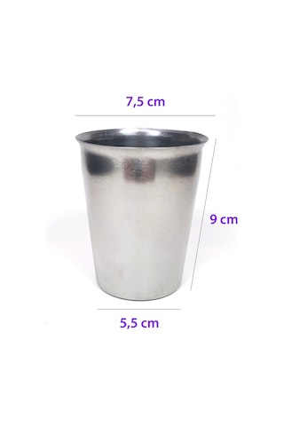 12 Adet Paslanmaz Çelik Krom Bardak 9 X 7,5 X 5,5cm Karışık