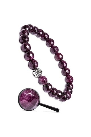 Sertifikalı Gümüş Aparatlı Fasetli Doğal Lal Granat Garnet Taşı B Çok Renkli