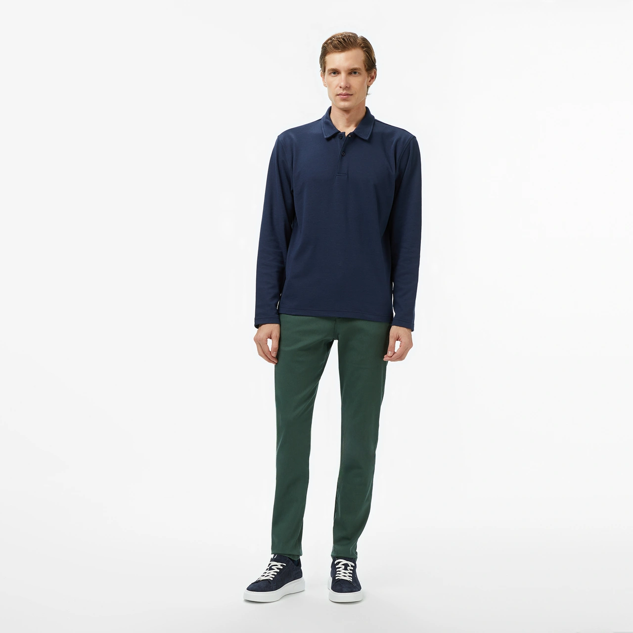 Nautica Erkek Lacivert Classic Fit Uzun Kollu Polo Yaka T-shirt Düz K57018t Lacivert