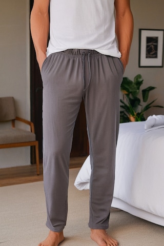 Elemge %100 Pamuk Süprem Erkek Pijama Altı Gri Cepli Rahat Kalıp Relax Fit Lastikli Ipli Terletmez Esnek