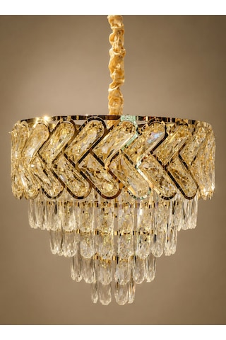 40 Cm Kristal Taşlı Salon Avizesi Altın-gold