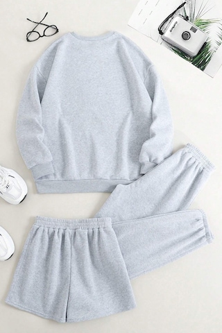 3'lu Sweat Short Eşofman Altı Takım Gri