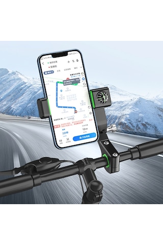 Motosiklet Küresel Pusula Telefon Tutucu, Işıksız Gidon Yeşil Yeşil