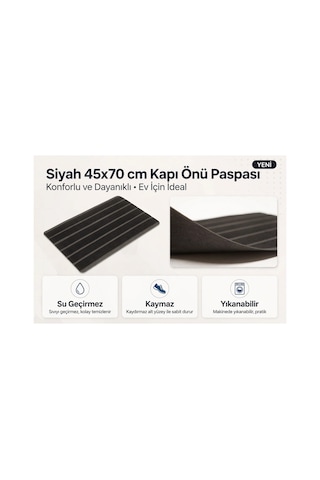 Delta Cc006a Kaymaz Taban Siyah Desenli Nem Alıcı Toz Alıcı Kapı Önü Paspası Uv Dayanıklı 45x70
