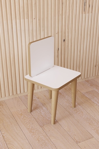 Fahrettin Küçük Çocuk Sandalyesi Çocuk Oturağı Ahşap Sandalye Montessori Sandalye Beyaz