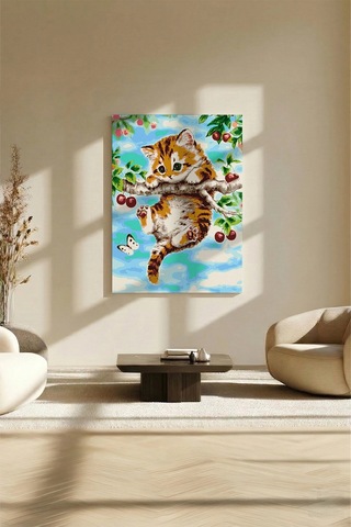 Sayılarla Boyama Seti 40 X 50 Cm Tuval Şasesine Gerili Yaramaz Yavru Kedi