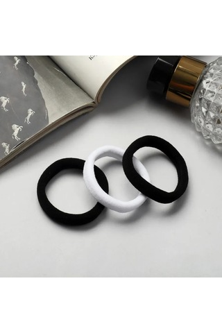 Queen Fair Saç Lastiği Seti 3 Adet Siyah + Beyaz 322274979 Siyah