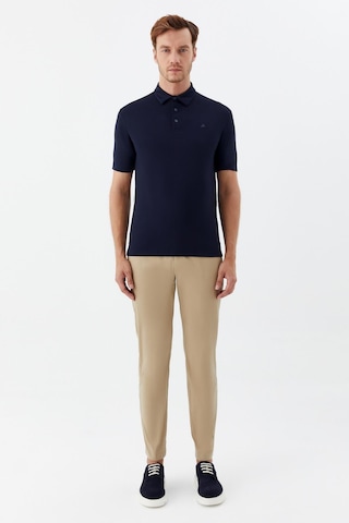 Sabri Özel Erkek Lacivert Dar Kesim Slim Fit Pamuklu Dokuma Düğmeli Polo Yaka Tişört
