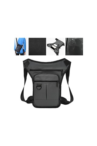 Homyl Erkek Bel Çantası Motosiklet Bacak Fanny Paketi Gri Gri