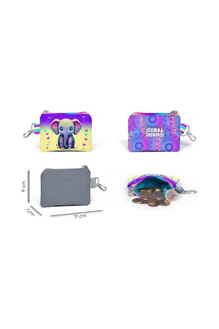 Coral High Pembe Turkuaz Fil Bozuk Para Çantası - Kız Çocuk