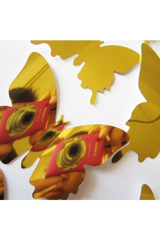 12 Adet/takım Kelebek Kombinasyonu Modern 3d Ayna Akrilik Ev Dekorasyon Diy Sanat Duvar Çıkartmaları Mor