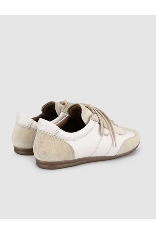 Hakiki Deri Latte Süet Kadın Sneaker Ayakkabı Bej