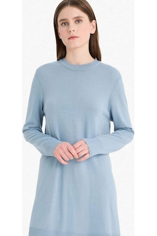 Defacto Regular Fit Bisiklet Yaka Yırtmaçlı Basic Düz Uzun Kollu Tunik H3431az25wnbe174 Mavi
